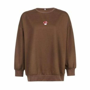 Trendy Y2K Mushroom Sweatshirt: Perfect for Grunge and Summer Outfits