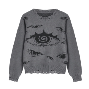 Trendy Y2K Open Eye Sweater: Perfect for Grunge and Summer Outfits