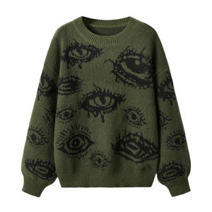 Trendy Y2K Open Eye Sweater: Perfect for Grunge and Summer Outfits