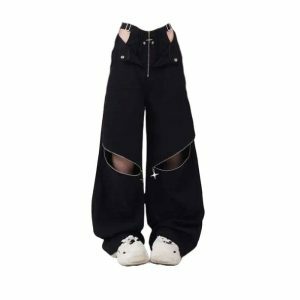 Trendy Y2K Open Zip Pants for Effortless Summer Style & Aesthetic Vibes