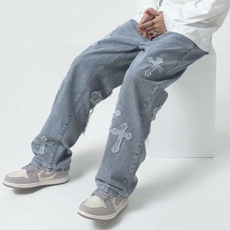 Trendy Y2K Patchwork Baggy Jeans for Effortless Summer Style