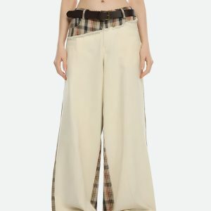 Trendy Y2K Patchwork Pants for Stylish Summer Outfits and Grunge Aesthetic