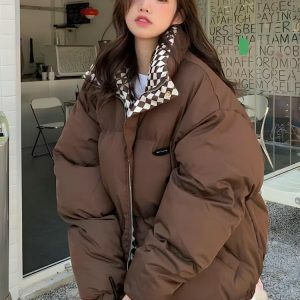 Trendy Y2K Puffer Jacket for Effortless Grunge and 90s Fashion Vibes