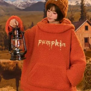 Trendy Y2K Pumpkin Hoodie: Perfect for Grunge and Summer Outfits