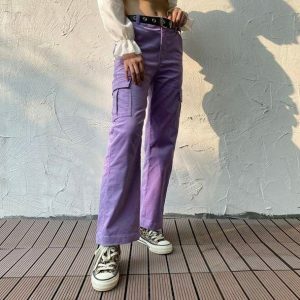 Trendy Y2K Purple Vibe Cargo Pants for Stylish Summer Outfits