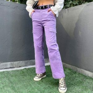 Trendy Y2K Purple Vibe Cargo Pants for Stylish Summer Outfits