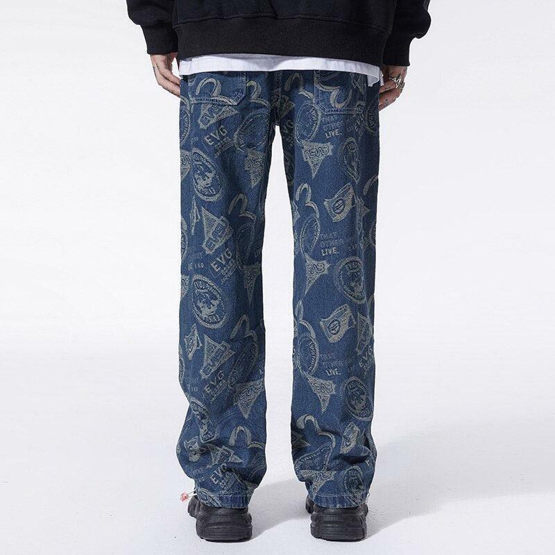 Trendy Y2K Straight Leg Printed Jeans for Effortless Summer Style