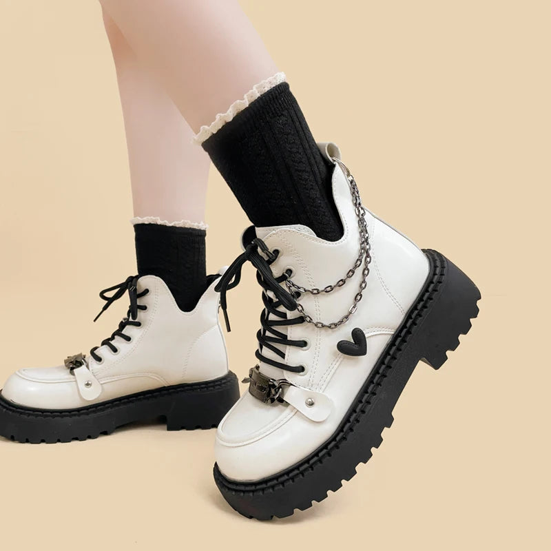 Trendy Y2K White Platform Boots for Grunge and Summer Outfits