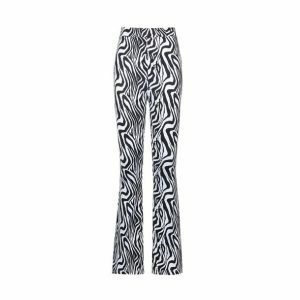 Trendy Y2K Zebra Cargo Pants for a Chic Grunge Aesthetic Look