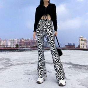 Trendy Y2K Zebra Cargo Pants for a Chic Grunge Aesthetic Look