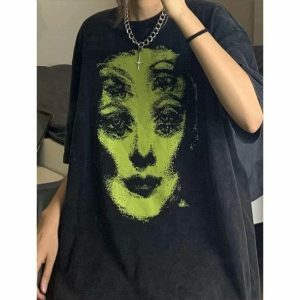 Trippy Face T-Shirt: Y2K Aesthetic for Grunge and 90s Fashion Lovers