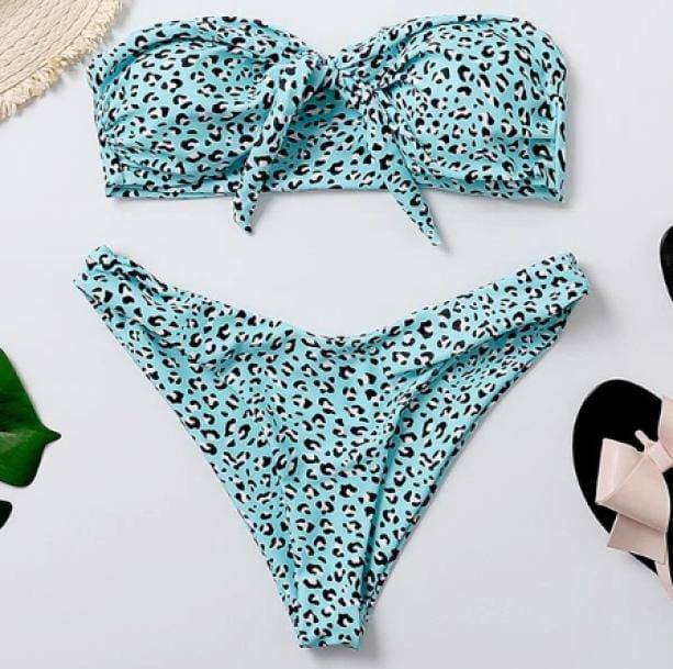 Turquoise Leopard Print Y2K Swimsuit for Trendy Summer Vibes