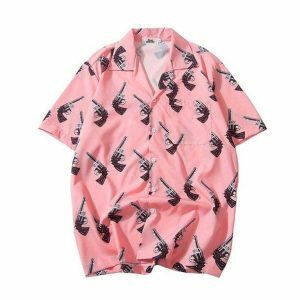 Vaporwave Aesthetic Pink Gun Tee - Y2K Style Graphic Shirt