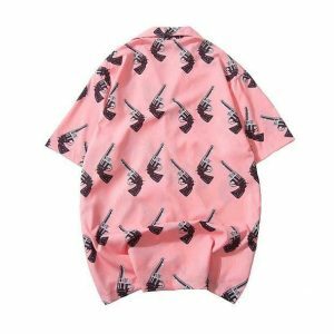 Vaporwave Aesthetic Pink Gun Tee - Y2K Style Graphic Shirt