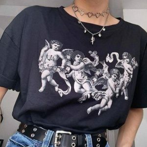 Vintage Angel Y2K Graphic Tee - Trendy 90s Fashion Summer Outfit