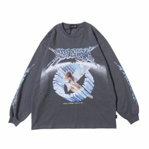 Vintage Angel Y2K Sweatshirt - Grunge Aesthetic for Effortless Style