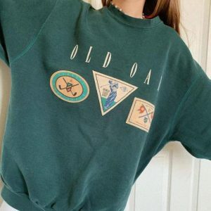 Vintage Forest Green Y2K Sweatshirt - Grunge Aesthetic Layering Essential