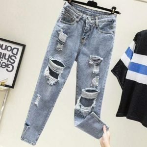 Vintage Ripped Baggy Jeans: Y2K Fashion Meets 90s Grunge Aesthetic