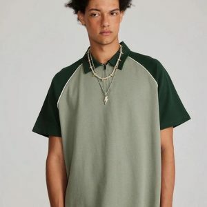 Vintage Y2K Half Zip-Up Polo Tee - Retro 90s Aesthetic Top