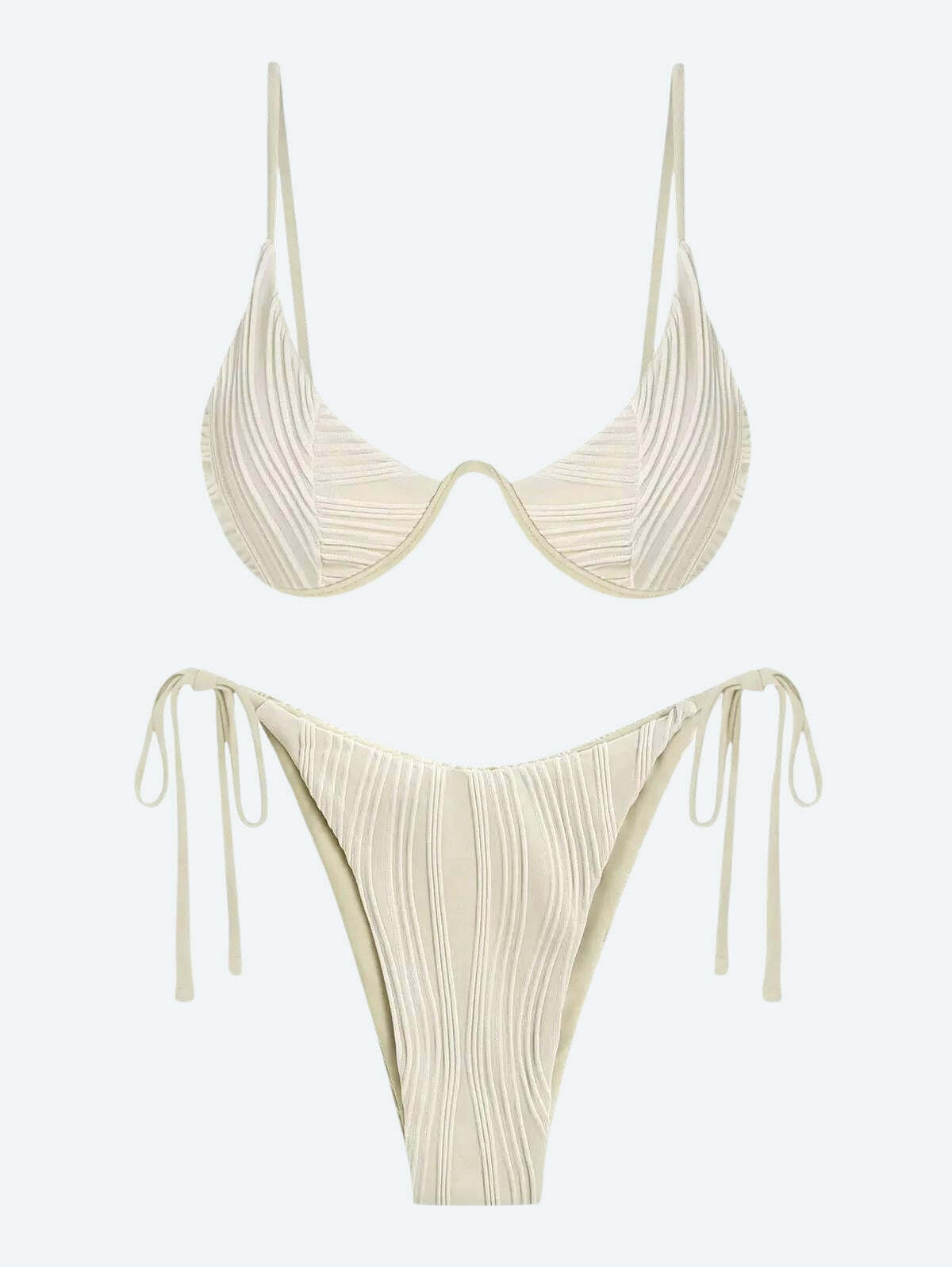 Wavy Striped Wired Cup Bikini Set for Y2K Summer Outfits & Beach Vibes