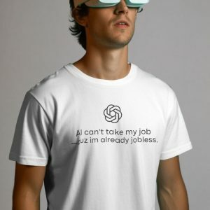 Y2K Aesthetic AI Can't Take My Job Graphic Tee for Trendy Outfits