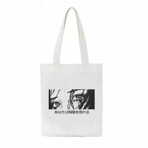 Y2K Aesthetic Anime Eyes Tote Bag for Trendy Summer Outfits