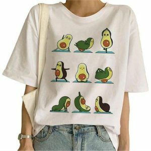 Y2K Aesthetic Avocado Yoga T-Shirt for Trendy Summer Outfits