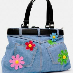 Y2K Aesthetic Belted Denim Handbag for Trendy Summer Outfits