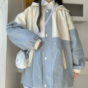 Y2K Aesthetic Blue Sky Rain Jacket for Trendy Summer Outfits