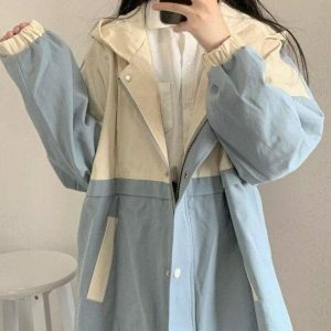 Y2K Aesthetic Blue Sky Rain Jacket for Trendy Summer Outfits