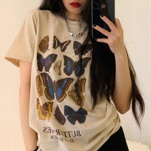 Y2K Aesthetic Butterflies T-Shirt for Trendy Summer Outfits