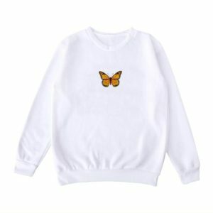 Y2K Aesthetic Butterfly White Sweatshirt for Trendy Summer Outfits