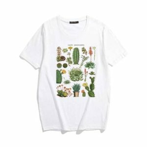 Y2K Aesthetic Cactus Succulents T-Shirt for Trendy Summer Outfits