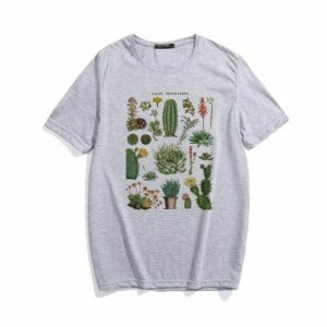 Y2K Aesthetic Cactus Succulents T-Shirt for Trendy Summer Outfits