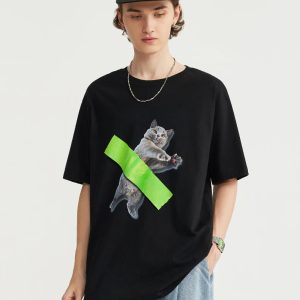 Y2K Aesthetic Cat Art Tee - Trendy Summer Outfit for Fashion Lovers