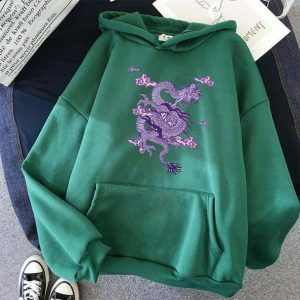 Y2K Aesthetic Chinese Dragon Hoodie for Trendy Summer Outfits