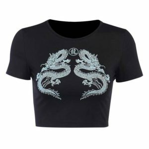 Y2K Aesthetic Chinese Dragon T-Shirt for Trendy Summer Outfits