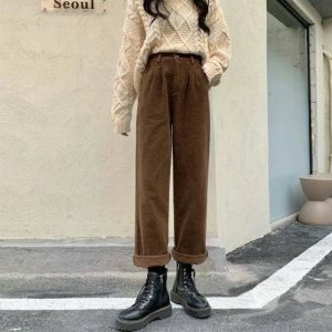 Y2K Aesthetic Corduroy Pants for Trendy Summer Outfits and Grunge Style