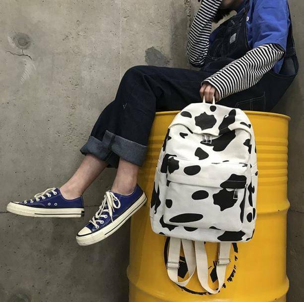 Y2K Aesthetic Cow's Milk Backpack for Trendy Summer Outfits