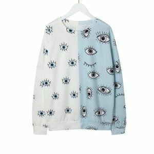 Y2K Aesthetic Eye Print Sweatshirt for Trendy Summer Outfits