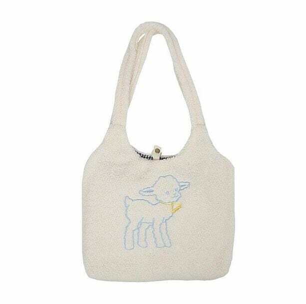 Y2K Aesthetic Fluffy Sheep Bag - Trendy 90s Style Accessory