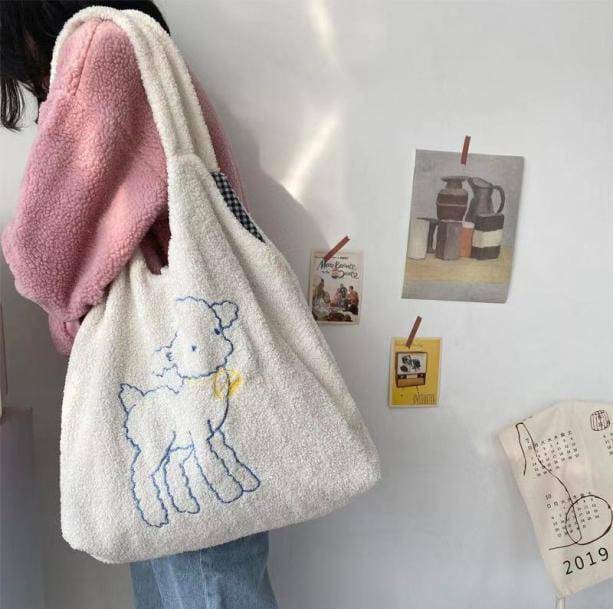 Y2K Aesthetic Fluffy Sheep Bag - Trendy 90s Style Accessory