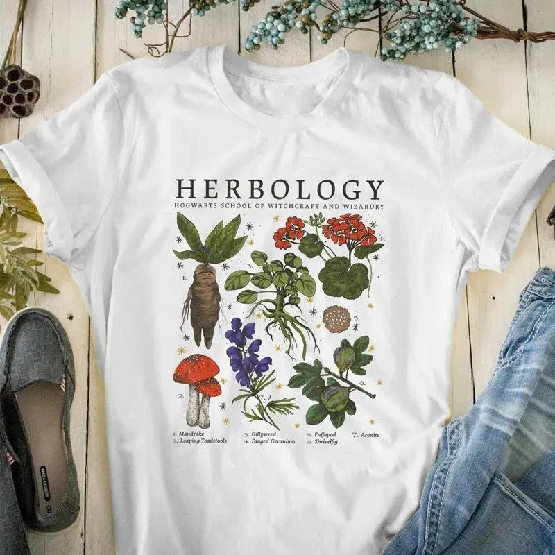 Y2K Aesthetic Herbology Tee: Trendy Grunge Style for Summer Outfits