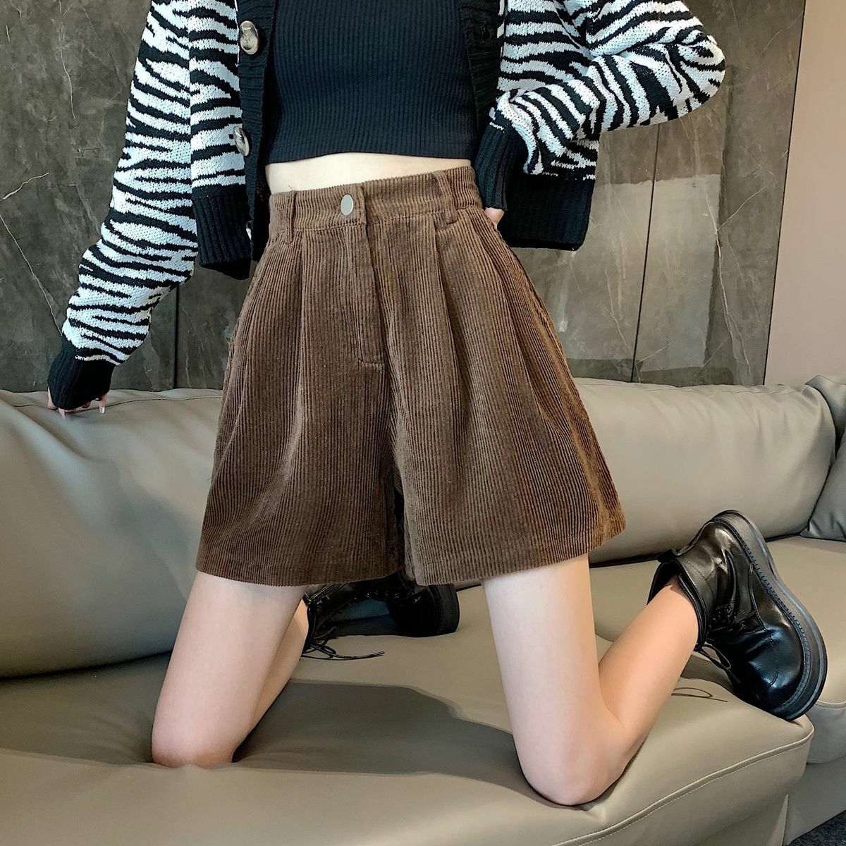 Y2K Aesthetic High Waist Corduroy Shorts for Trendy Summer Outfits