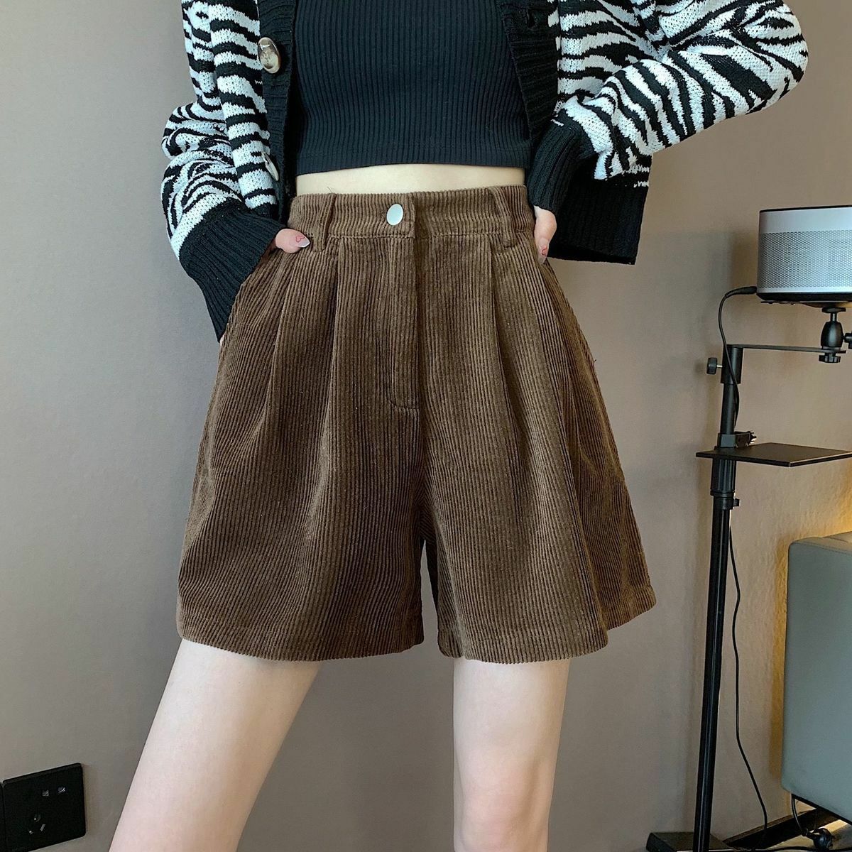 Y2K Aesthetic High Waist Corduroy Shorts for Trendy Summer Outfits