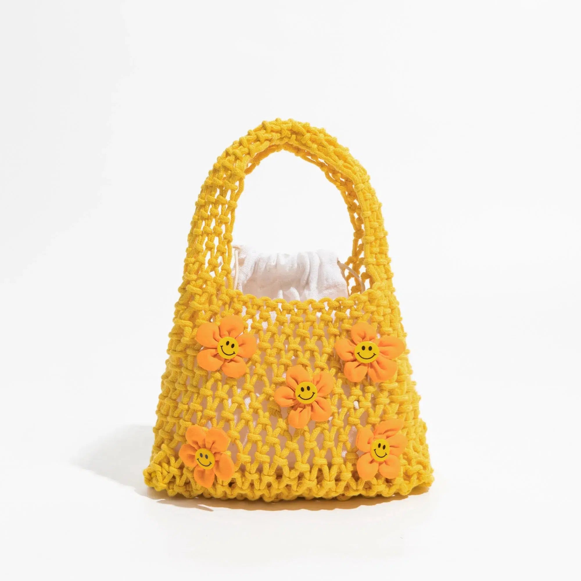 Y2K Aesthetic Indie Smiley Flowers Crochet Bag for Trendy Outfits