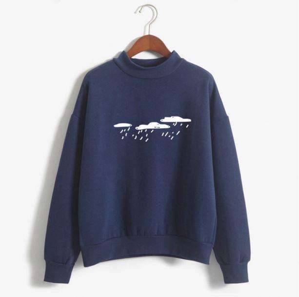 Y2K Aesthetic Jumper with Cloud Print - Trendy Summer Layering Piece