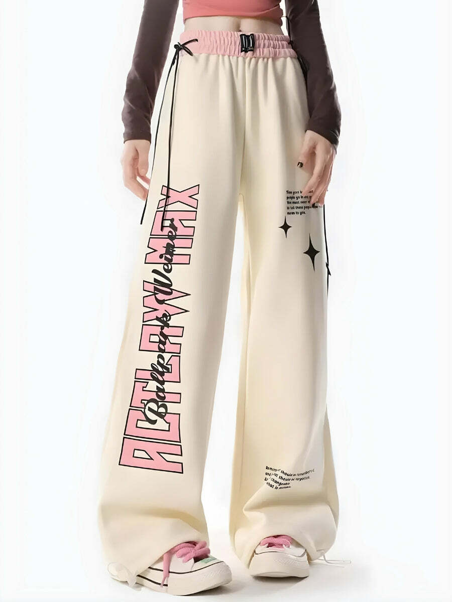 Y2K Aesthetic Lace-Up Sweatpants for Trendy Summer Outfits