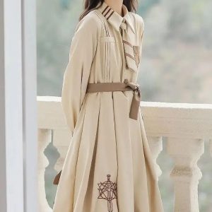 Y2K Aesthetic Light Academia Midi Dress for Effortless Summer Style