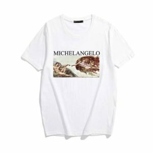 Y2K Aesthetic Michelangelo Creation T-Shirt for Trendy Summer Outfits